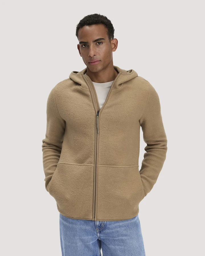 hessnatur Herren Heavy Fleece Jacke Regular aus Bio-Baumwolle - braun - Größe 46