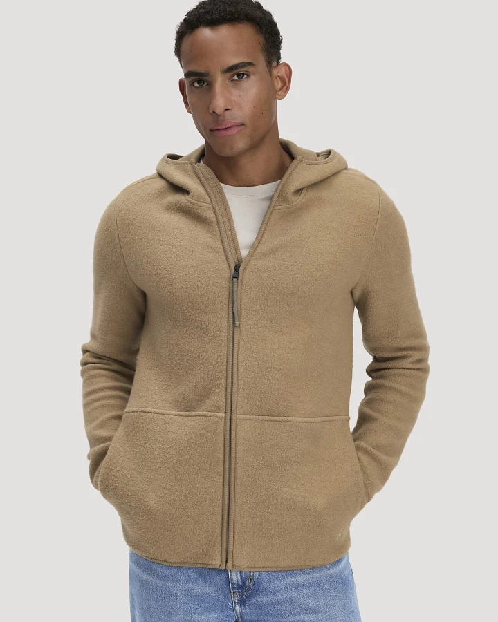 hessnatur Herren Heavy Fleece Jacke Regular aus Bio-Baumwolle - braun - Größe 46