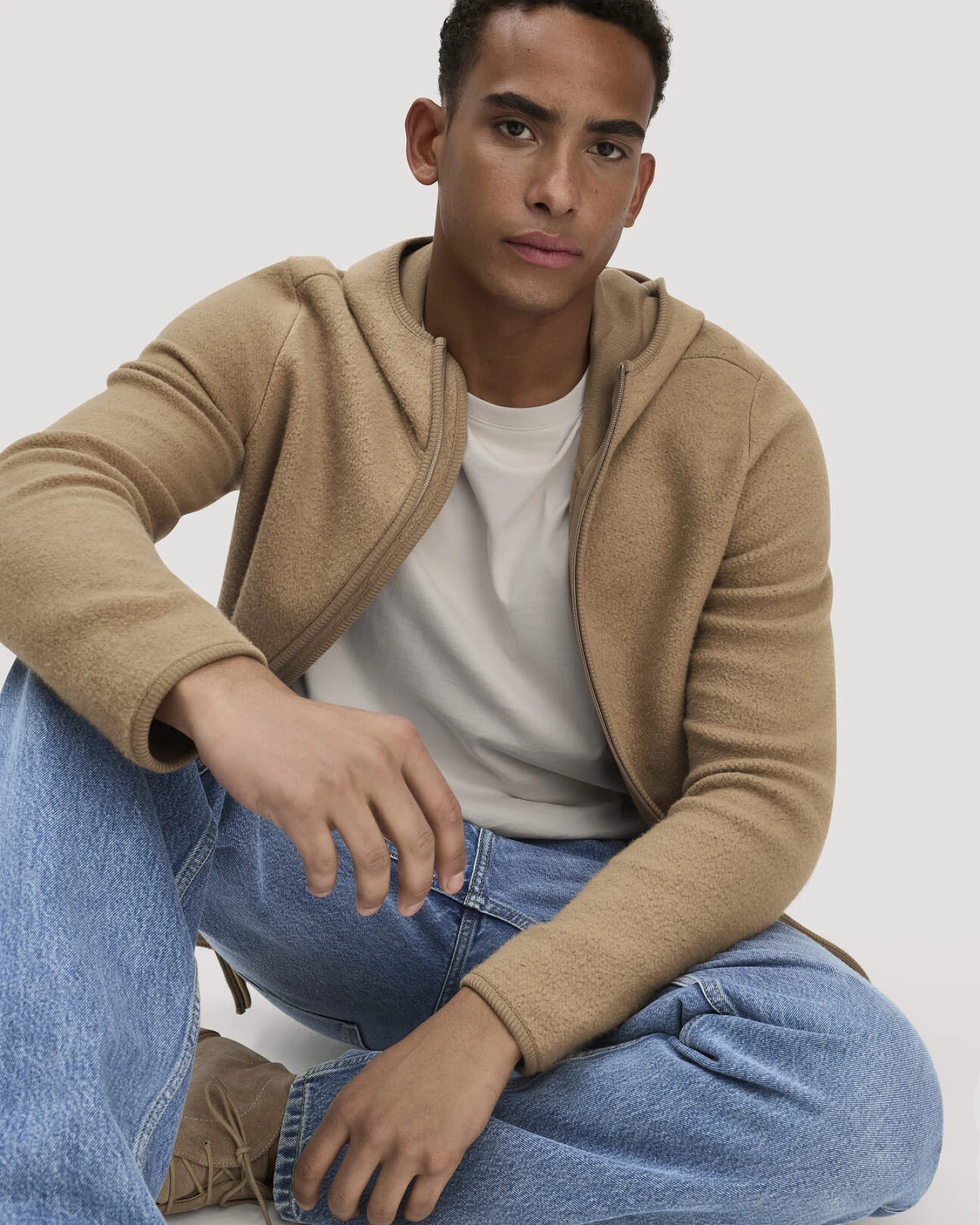 hessnatur Herren Heavy Fleece Jacke Regular aus Bio-Baumwolle - braun - Größe 46 – Ansicht 4