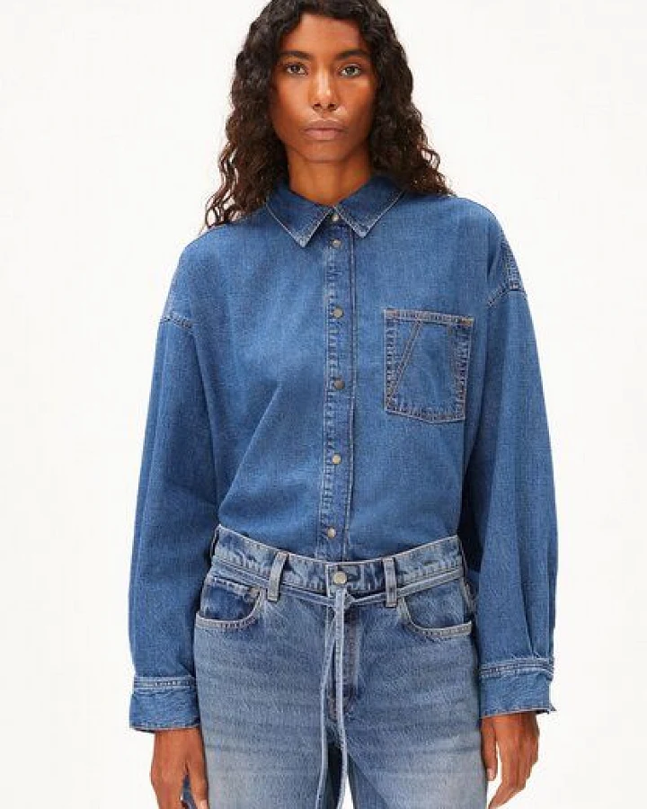 ARMEDANGELS NALAANI Damen Jeansbluse aus Bio-Baumwoll Mix