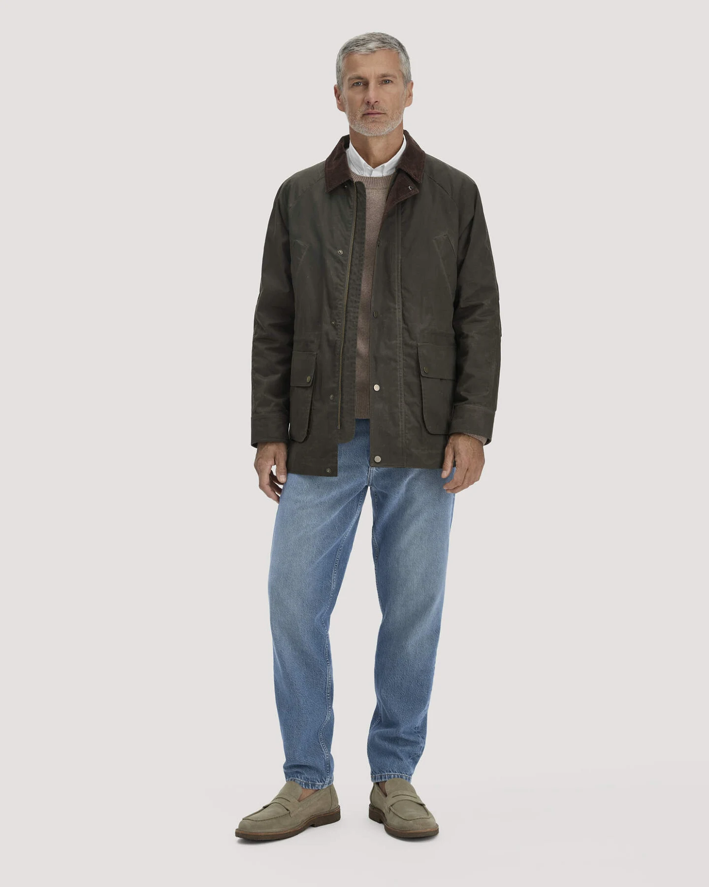 hessnatur Herren Wachsjacke Regular aus Bio-Baumwolle - grün - Größe 46 – Ansicht 2