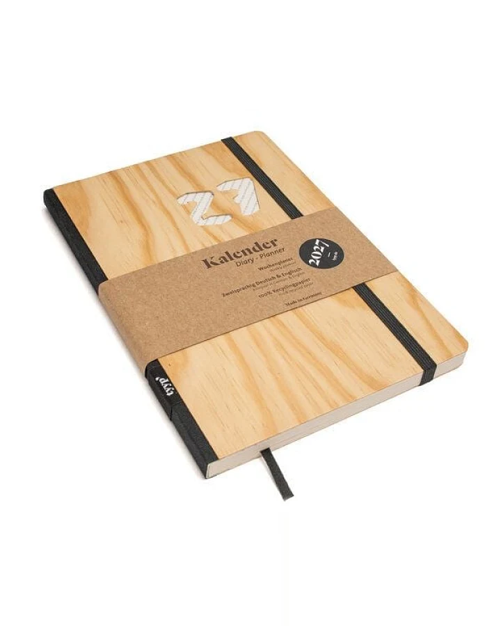tyyp Kalender 2027 mit Holzcover – Taschenkalender A5 aus Kiefer (FSC) & Recyclingpapier – vegan & handgefertigt