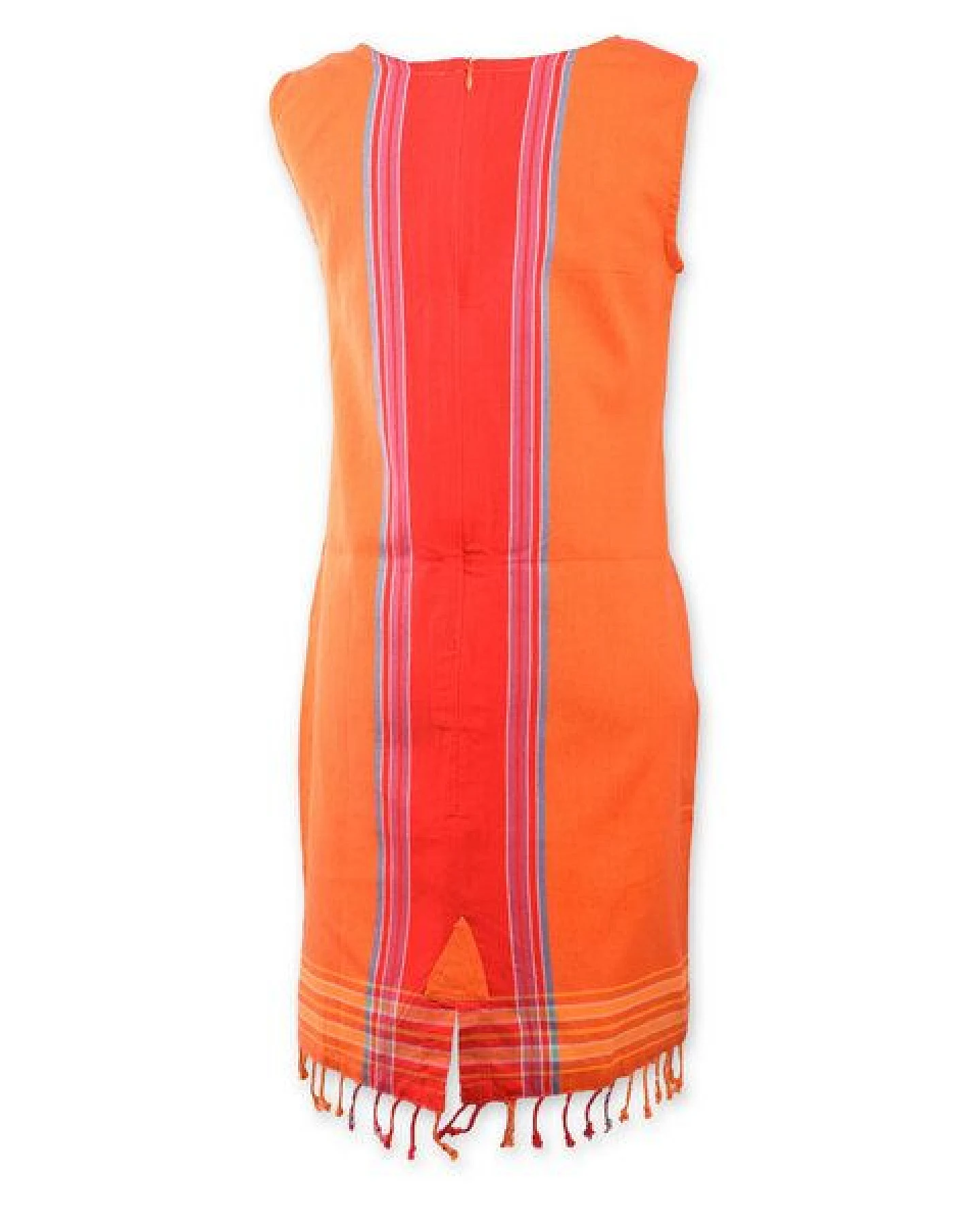 Africulture Kikoy Sommerkleid kurz, Strandkleid "Jua" mit Sonnen Stickmuster, made in Kenia – Ansicht 3