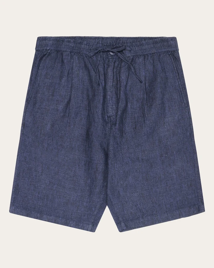 KnowledgeCotton Apparel Herren vegan Shorts Lose Leinen Total Eclipse