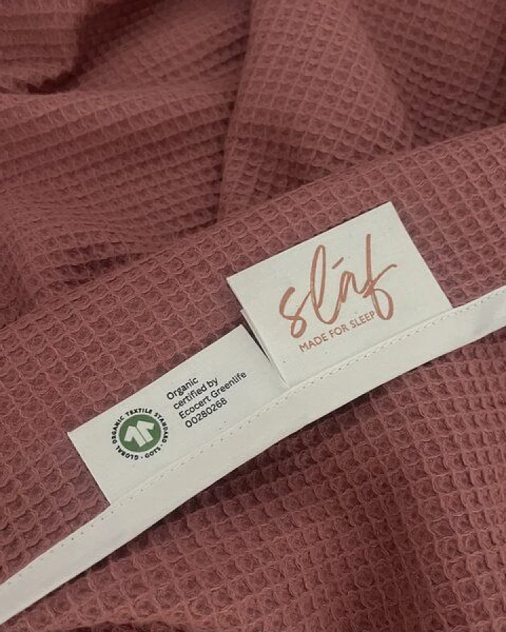 Slāf Waffelpikee kbA Baumwolle Tagesdecke - Plaid 135x170 Marsala GOTS