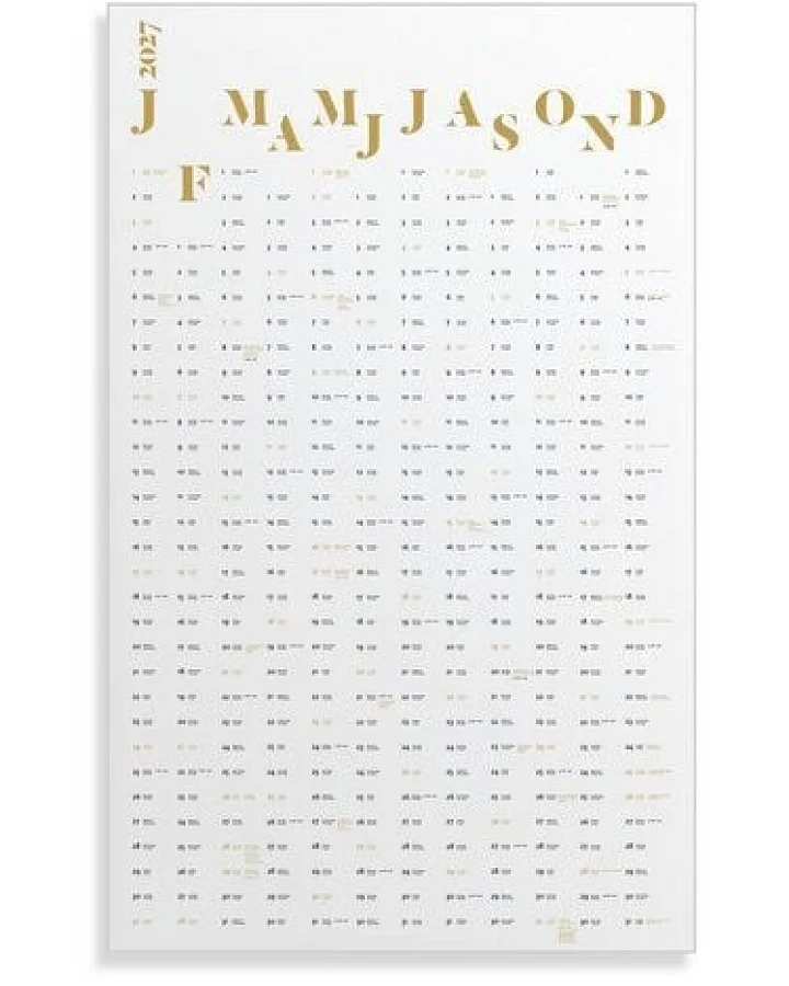 tyyp Jahreskalender 2027 als Poster – Wandkalender aus Recyclingpapier – beidseitig, handgefertigt in Deutschland