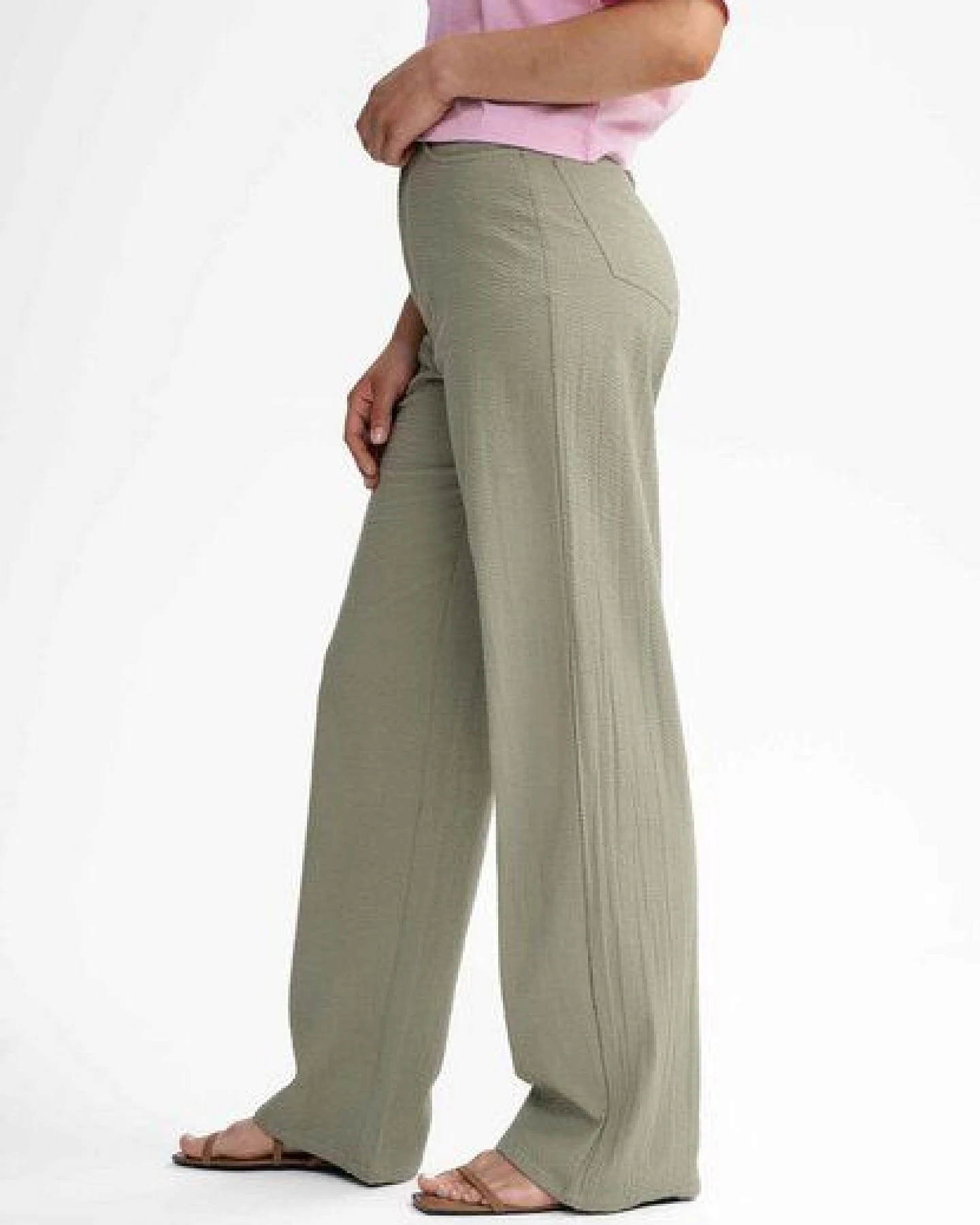 Seersucker Hose mit hohem Bund und weitem Bein PAULAMI – Ansicht 2