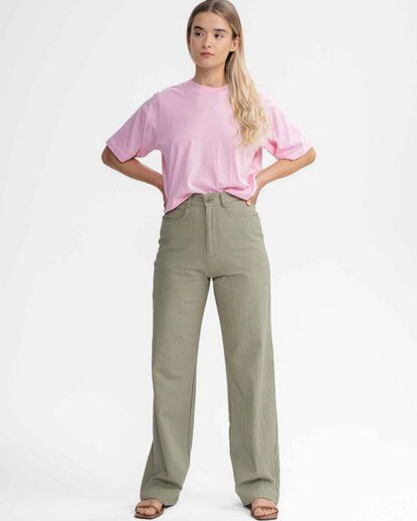 Seersucker Hose mit hohem Bund und weitem Bein PAULAMI – Ansicht 4