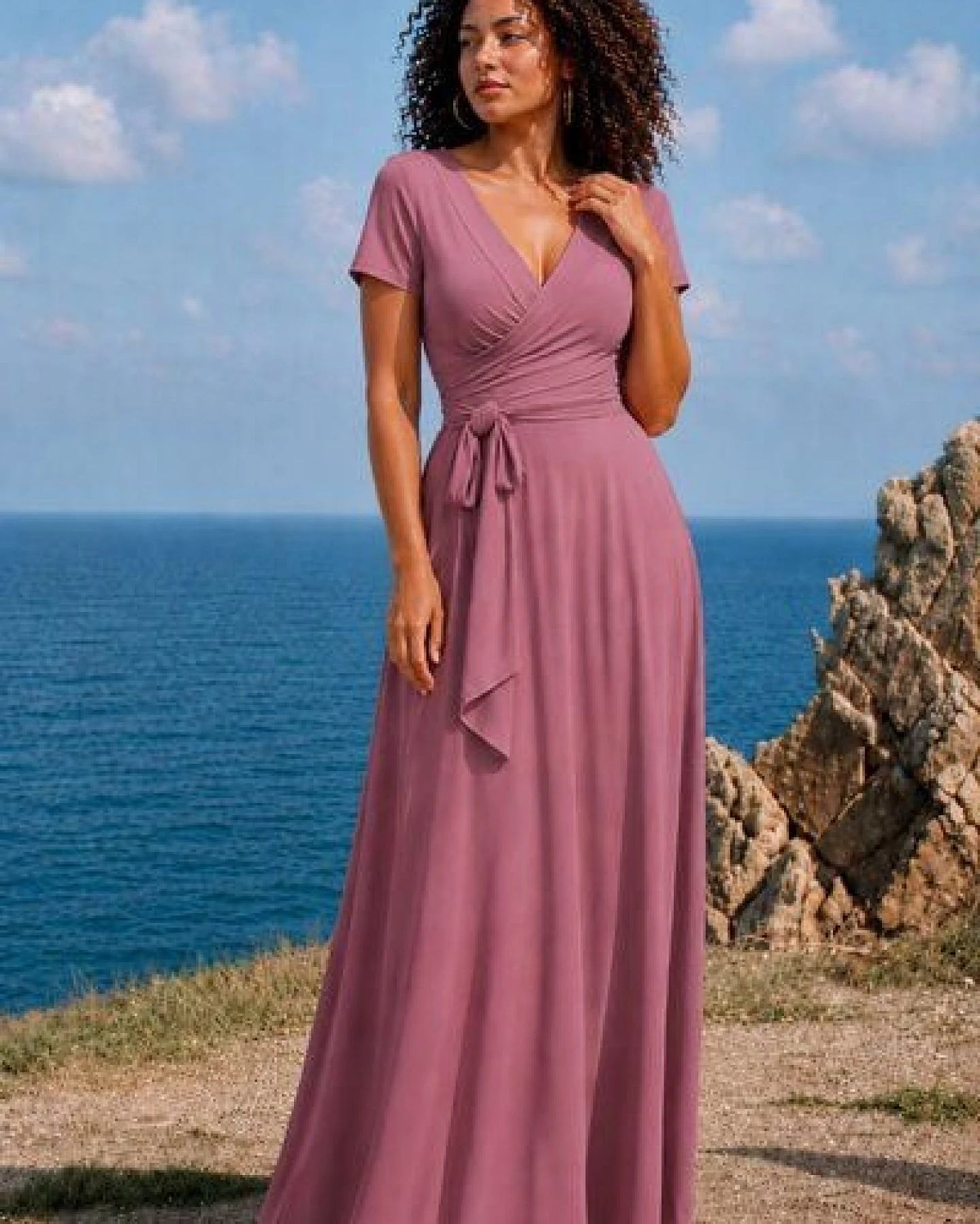 Ingoria AVA wendbares Maxi-Wickelkleid mit schwingendem Rock (Uni Farben) – Ansicht 2
