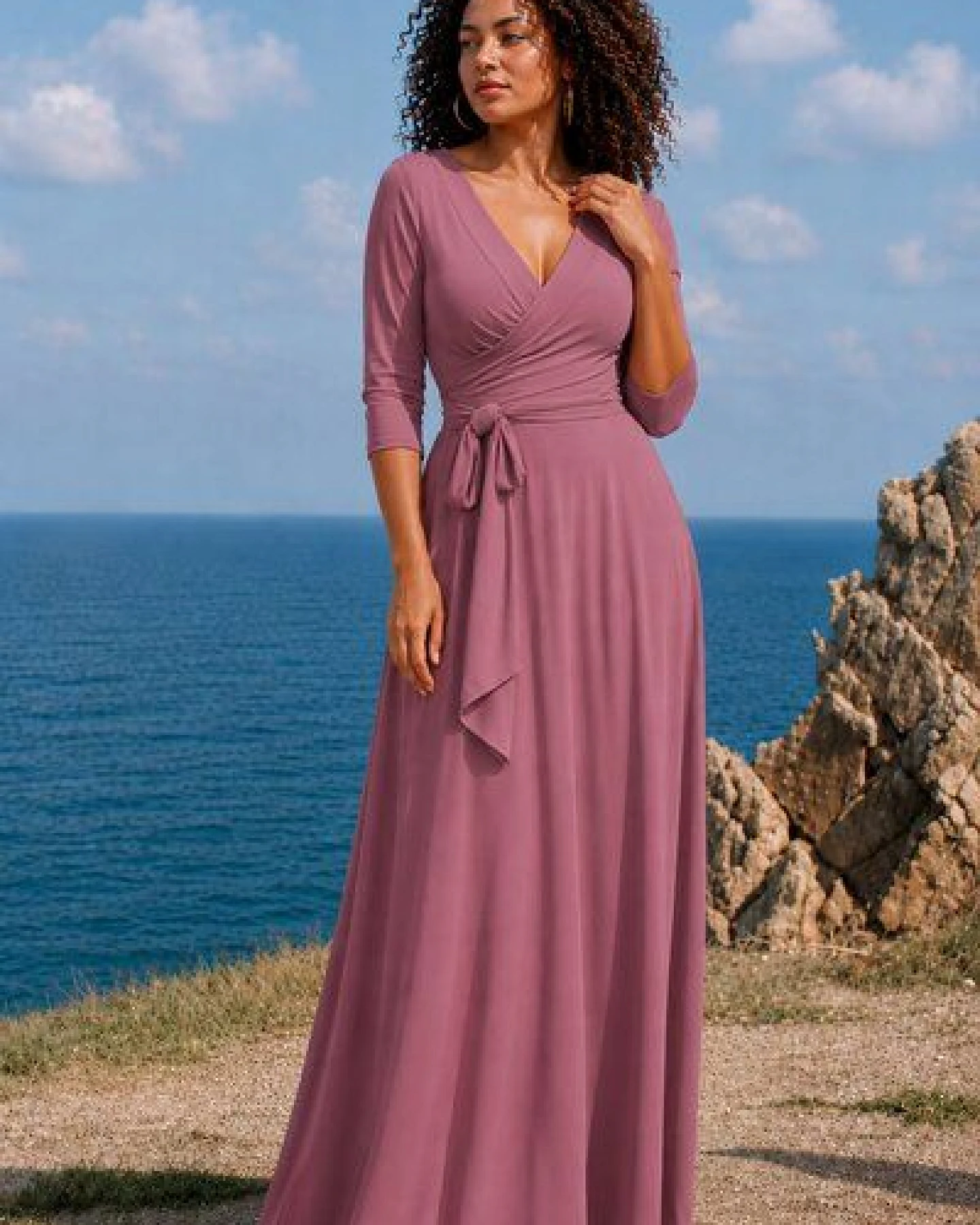 Ingoria AVA wendbares Maxi-Wickelkleid mit schwingendem Rock (Uni Farben) – Ansicht 3