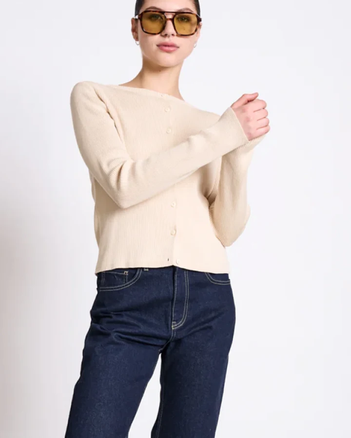 JAN 'N JUNE Damen vegan Strickjacke Glimt Beige