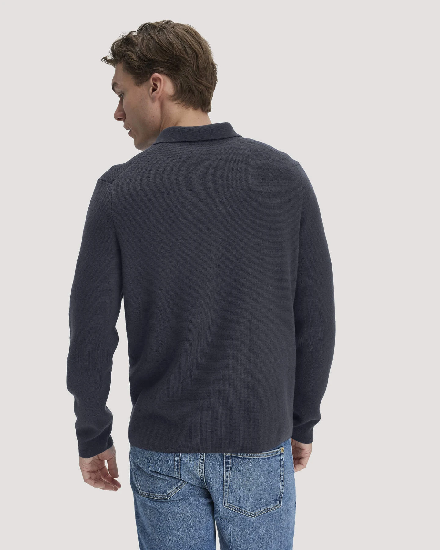 hessnatur Herren Milano Strick Polo Regular aus Bio-Baumwolle und Schurwolle - blau - Größe XL – Ansicht 3