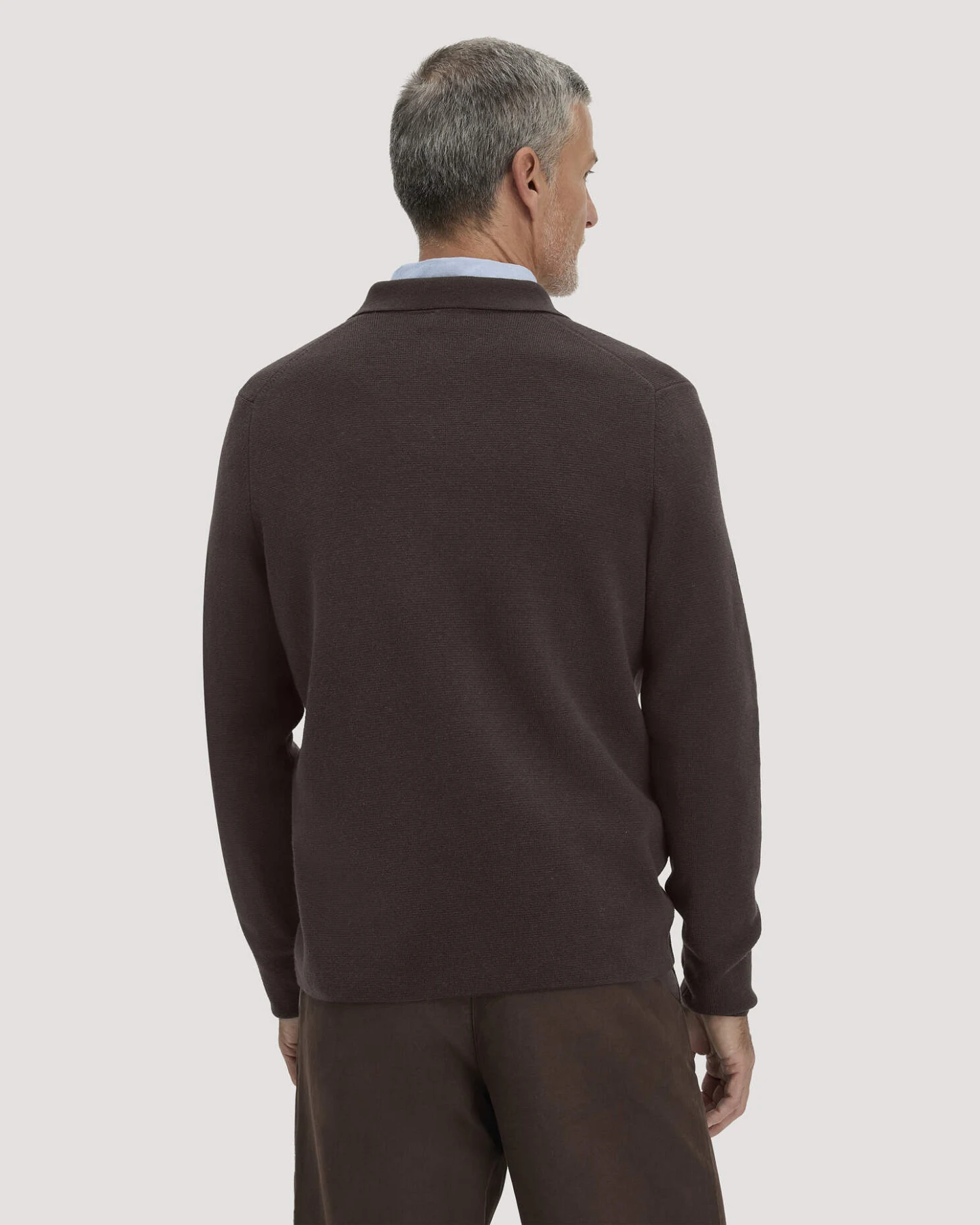 hessnatur Herren Milano Strick Polo Regular aus Bio-Baumwolle und Schurwolle - braun - Größe L – Ansicht 3