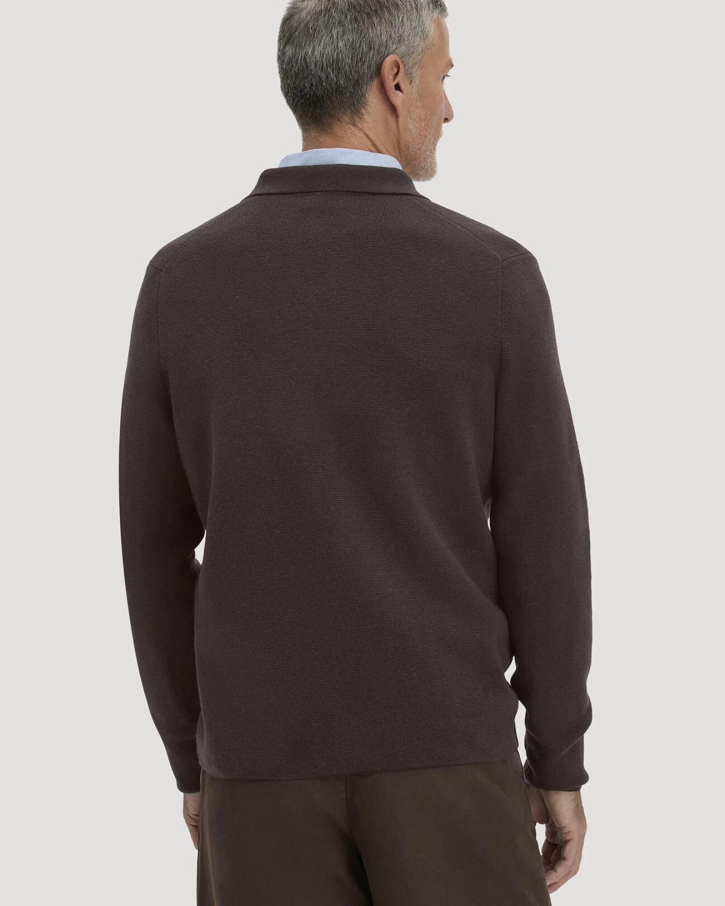 hessnatur Herren Milano Strick Polo Regular aus Bio-Baumwolle mit Schurwolle - braun - Größe M – Ansicht 3
