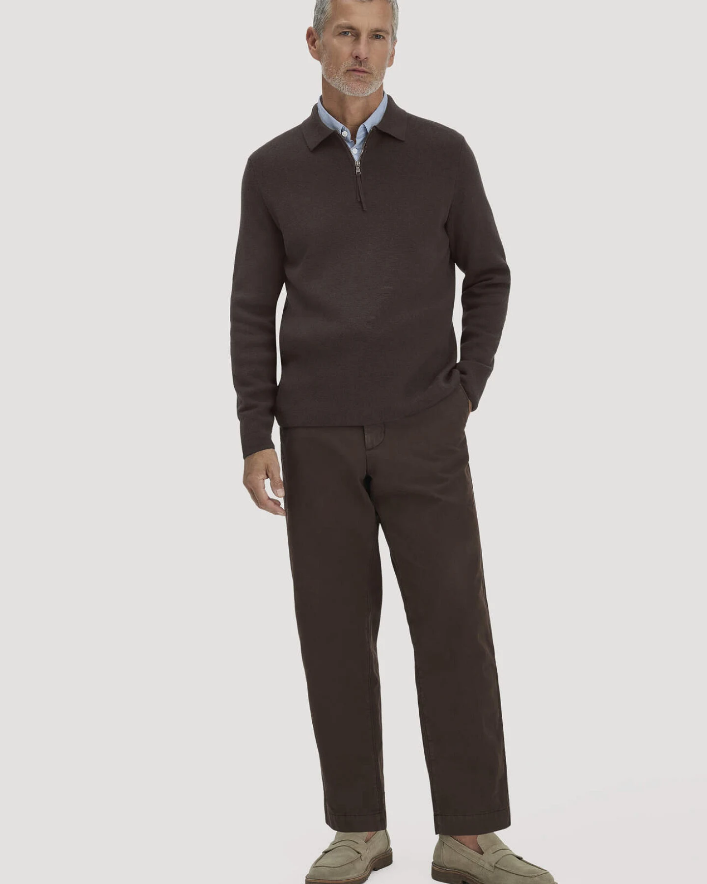 hessnatur Herren Milano Strick Polo Regular aus Bio-Baumwolle mit Schurwolle - braun - Größe XXL – Ansicht 2