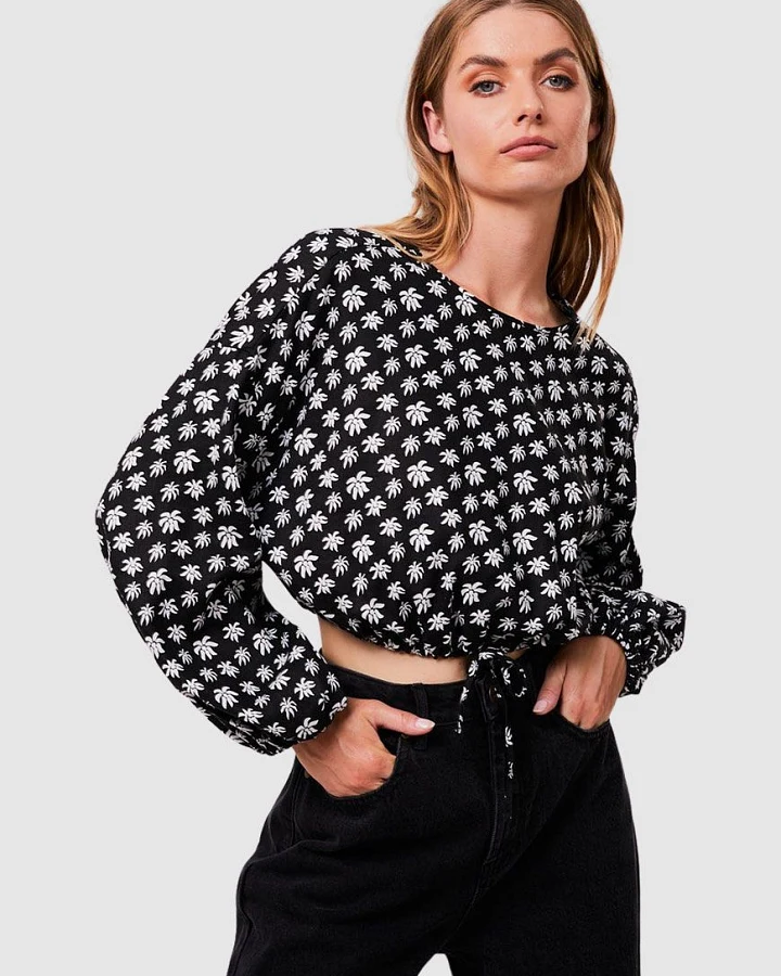 Pascale Hemp Gathered Long Sleeve Top