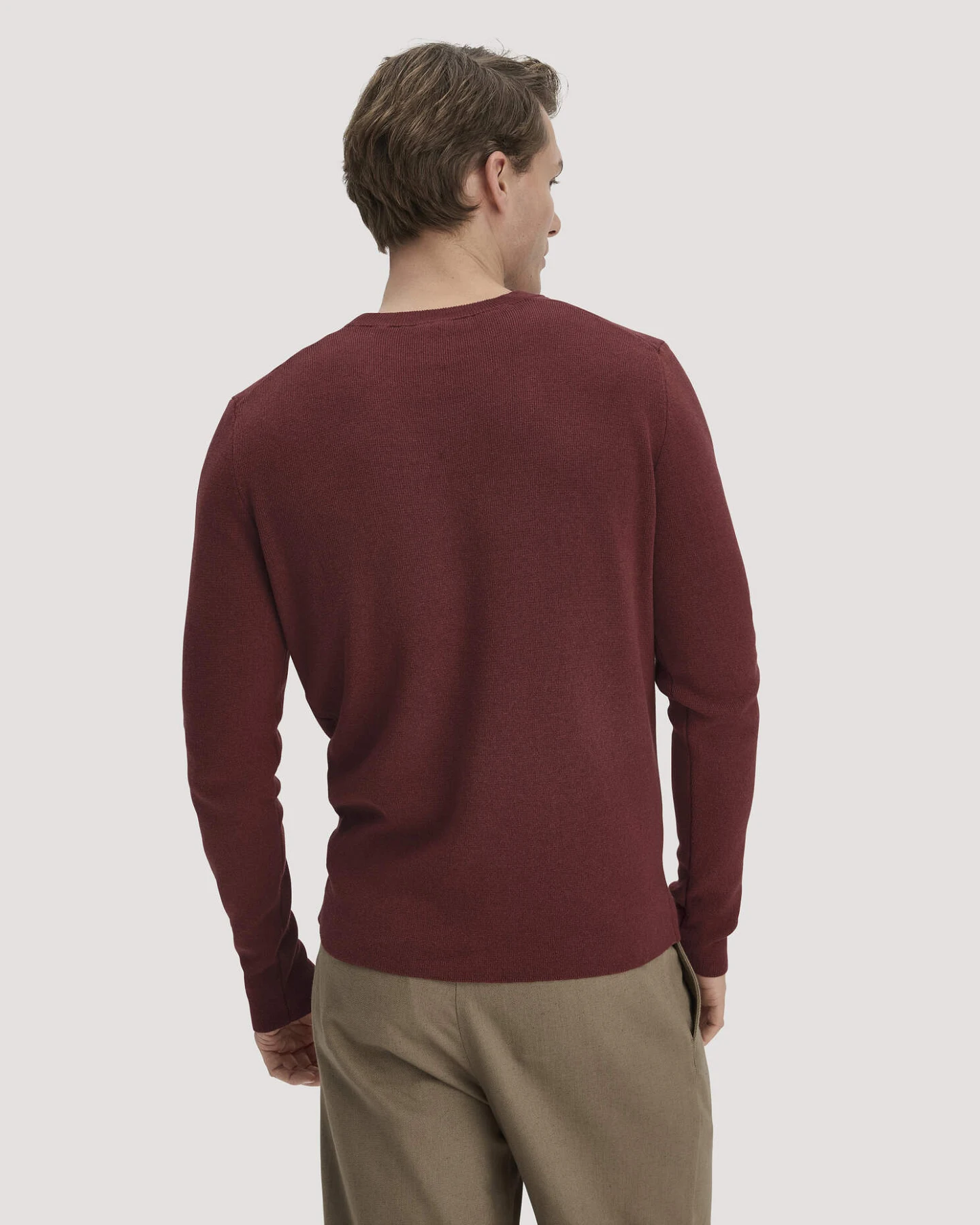 hessnatur Herren Milano Strick Pullover Regular aus Leinen mit Bio-Baumwolle und LENZING™ ECOVERO™ Viskose - braun - Größe M – Ansicht 3