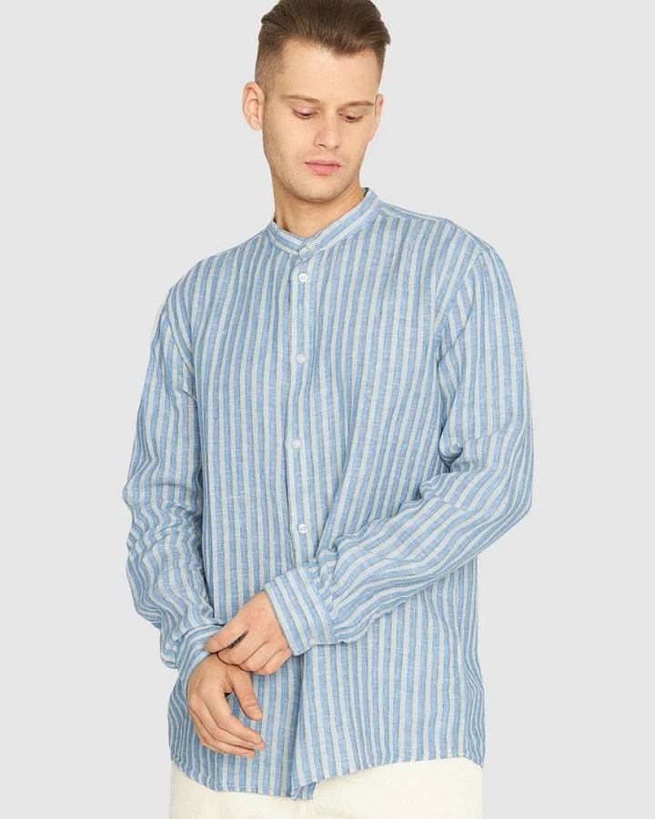 Long Sleeve Striped Linen Custom Fit Shirt