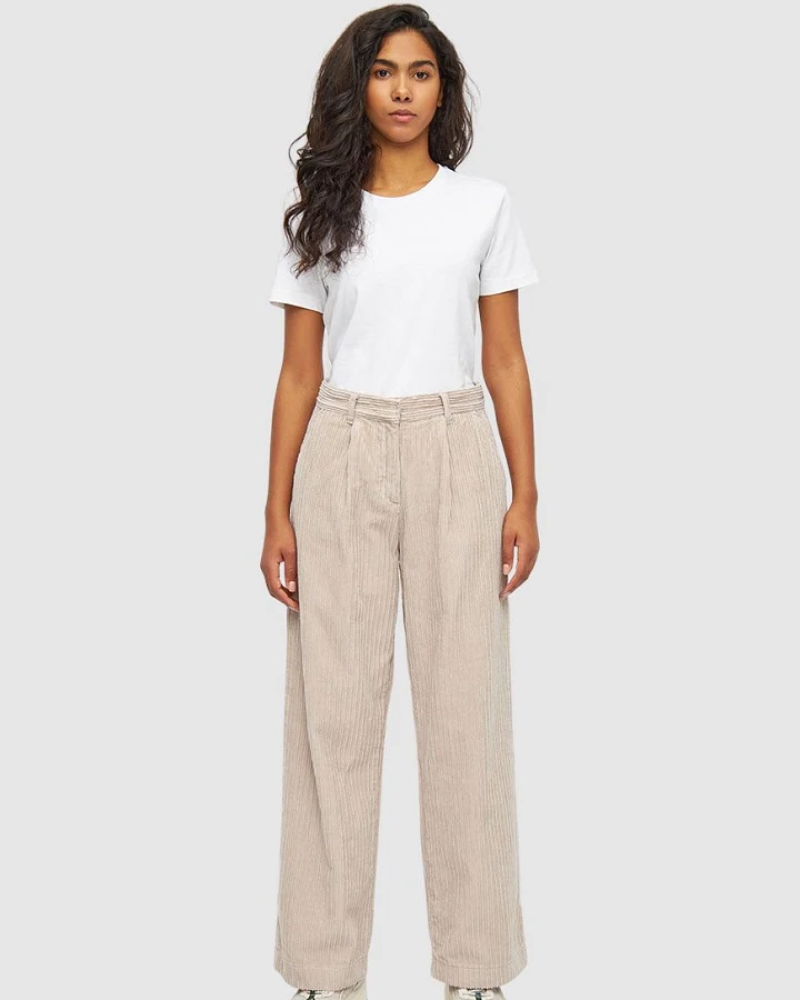 Posey Wide High-Rise Irregular Corduroy Pants