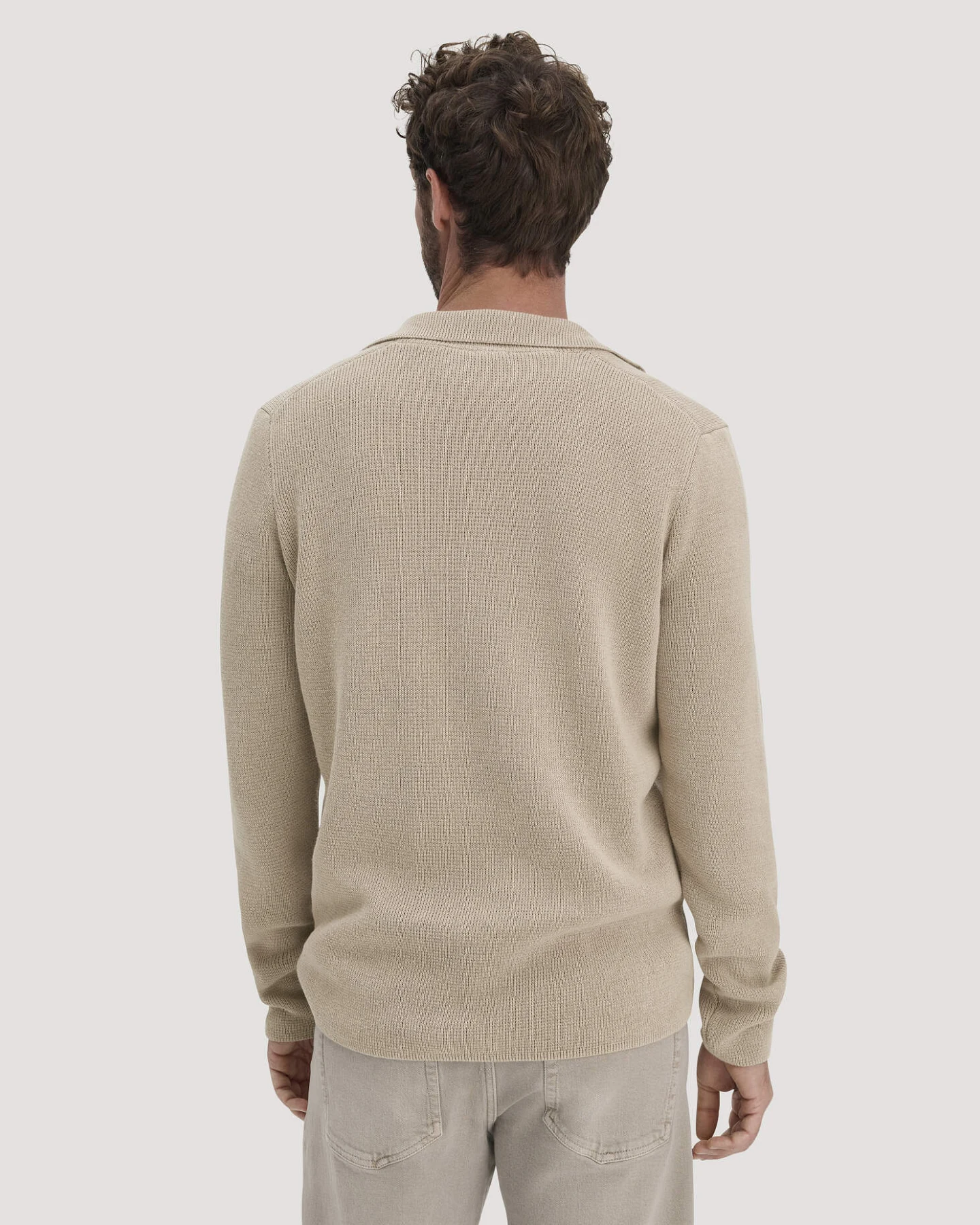 hessnatur Herren Milano Strick Polo Regular aus Leinen mit Bio-Baumwolle und LENZING™ ECOVERO™ Viskose - beige - Größe L – Ansicht 3