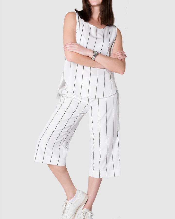 Top Rosa Black White Striped