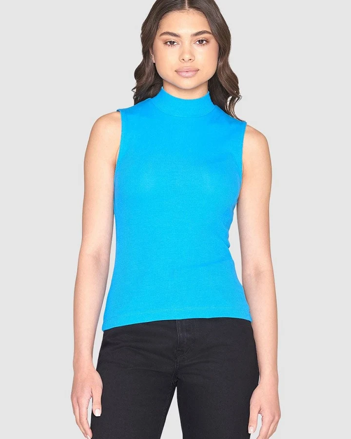 High Neck Rib Top