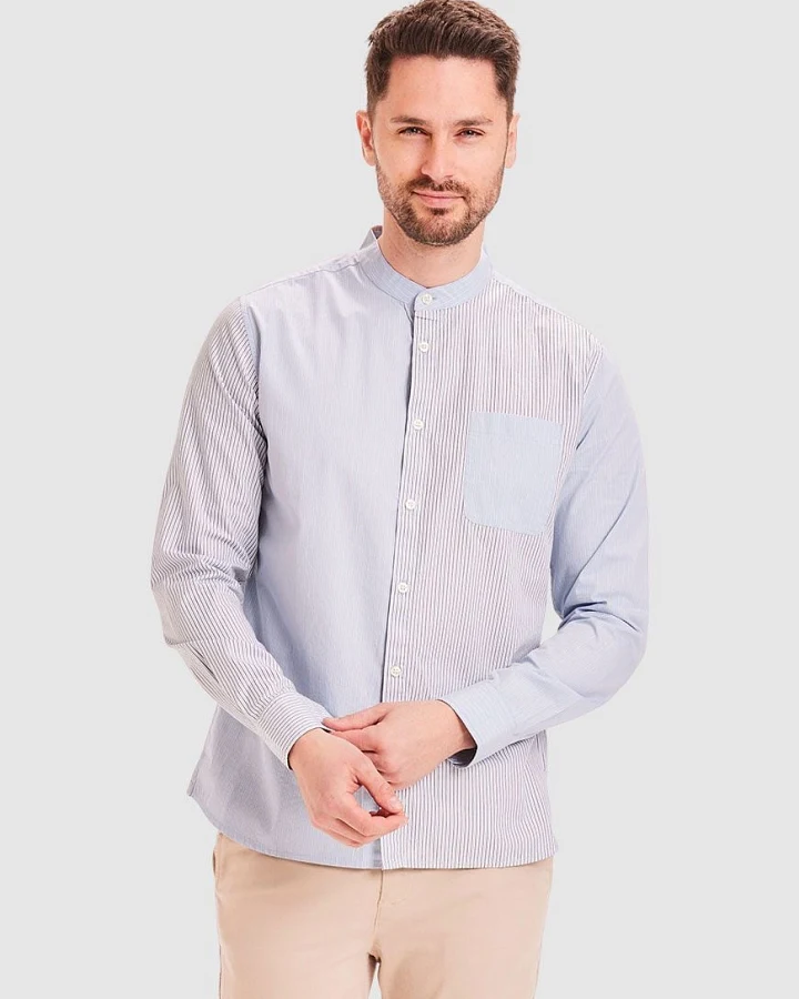 Elder Striped Stand Collar Shirt