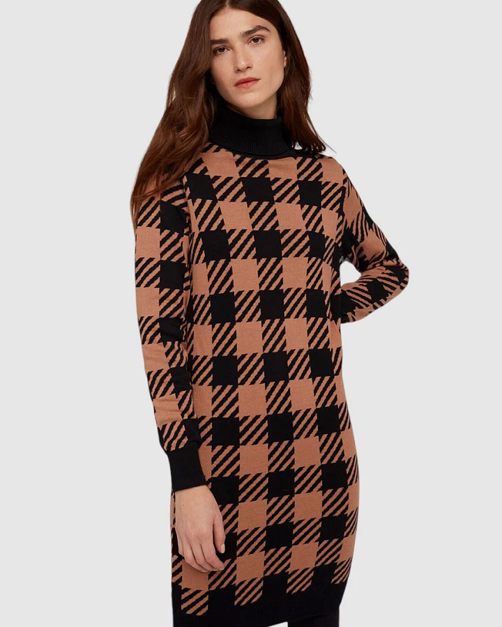 Millie Checked Knitted Dress