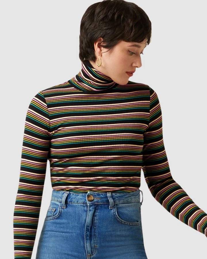 Rollneck Top Frostine Stripe