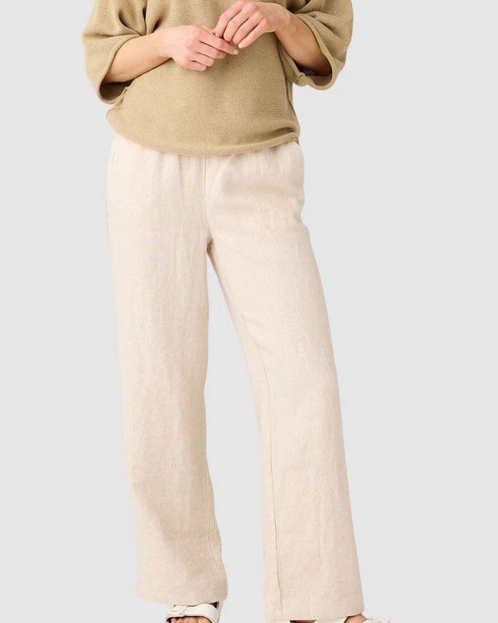 Posey Wide Mid-Rise Linen Pants