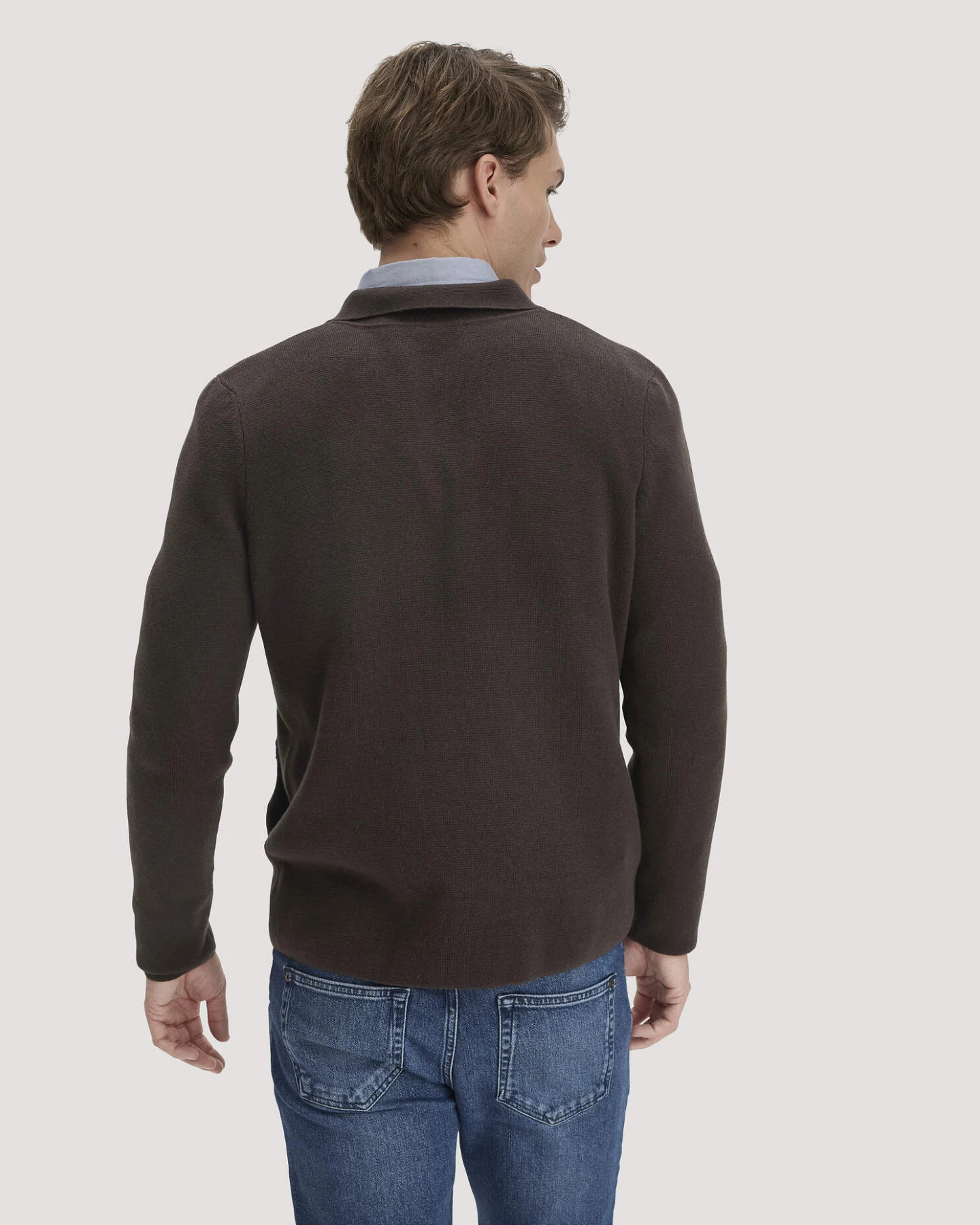 hessnatur Herren Milano Strick Jacke Regular aus Bio-Baumwolle mit Bio-Merinowolle - braun - Größe S – Ansicht 3