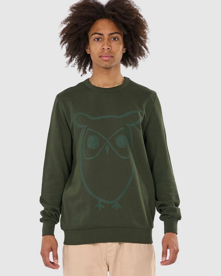 Crew Neck Big Owl Front Print Sweat