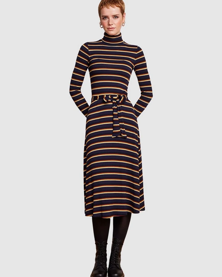 Rollneck Dress Century Stripe