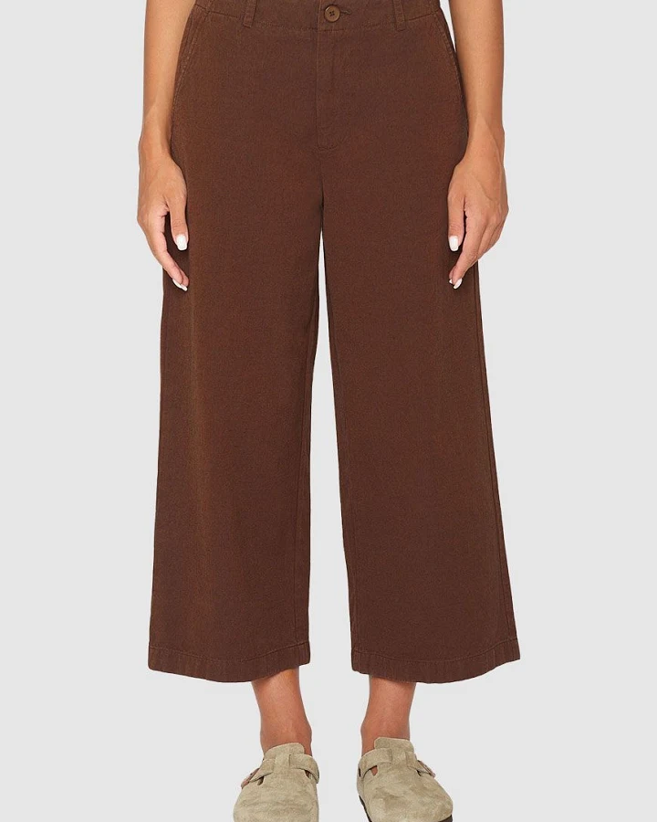 Posey Mid-Rise Wide Slub Yarn Cropped Pants