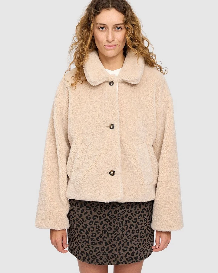 Faux-Fur Button Jacket
