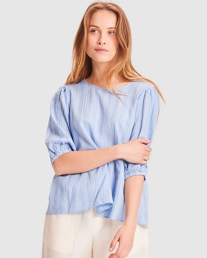 Lily Lenzing Ecovero Puff Sleeve Structure Top