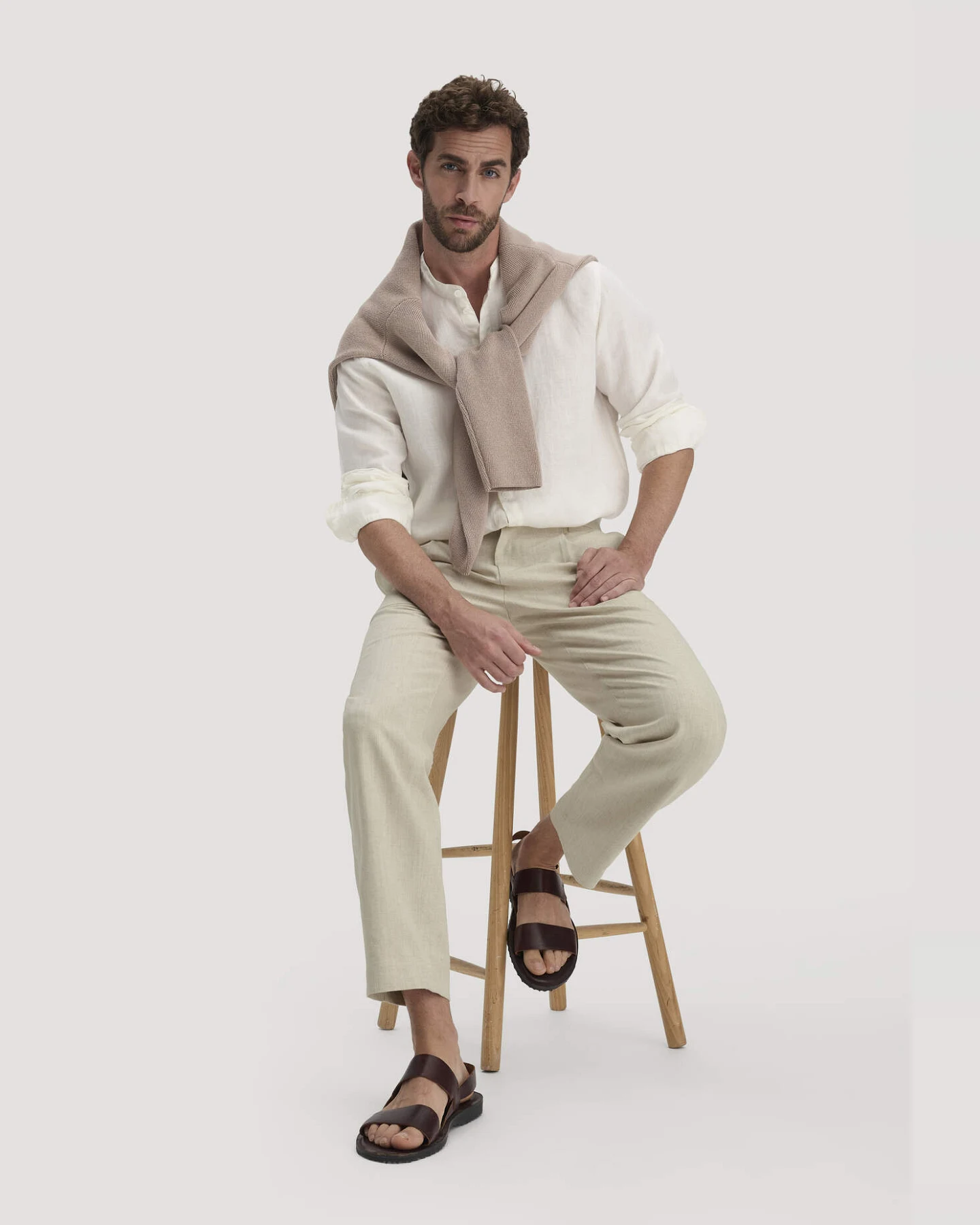 hessnatur Herren Hose RON Relaxed aus Bio-Baumwolle mit Leinen - natur - Größe 32/32 – Ansicht 4