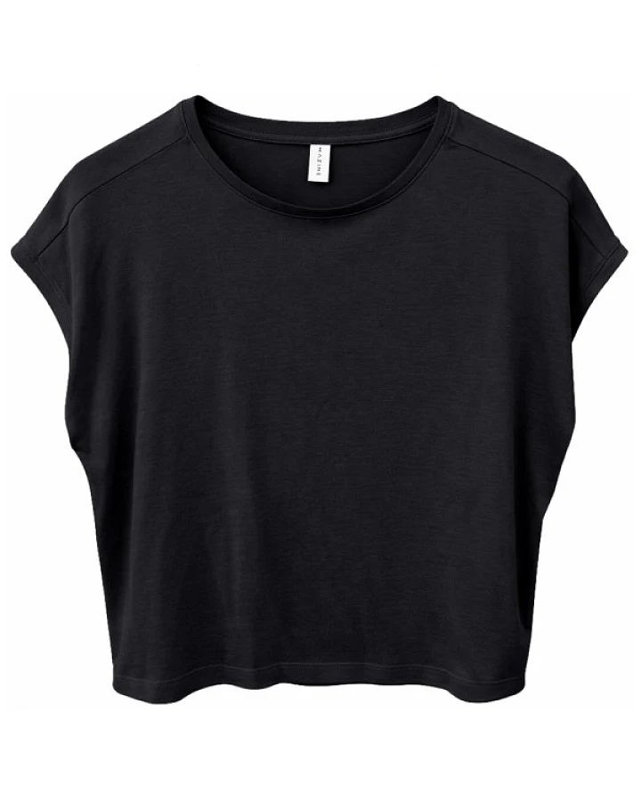 Mazine - Women's Ecovero Viscose Cropped T-Shirt - T-Shirt Gr S schwarz