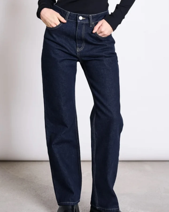 JAN 'N JUNE Damen vegan Jeans Hohe Taille Vilca Dunkelblau