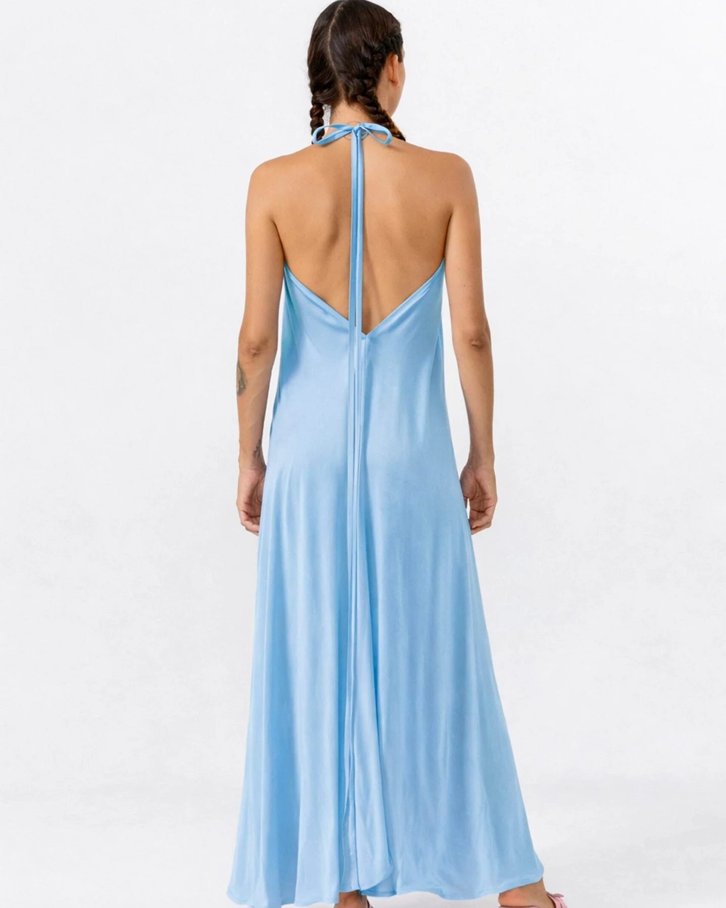 SUITE13LAB Damen vegan Kleid Mp Lang Hellblau – Ansicht 2