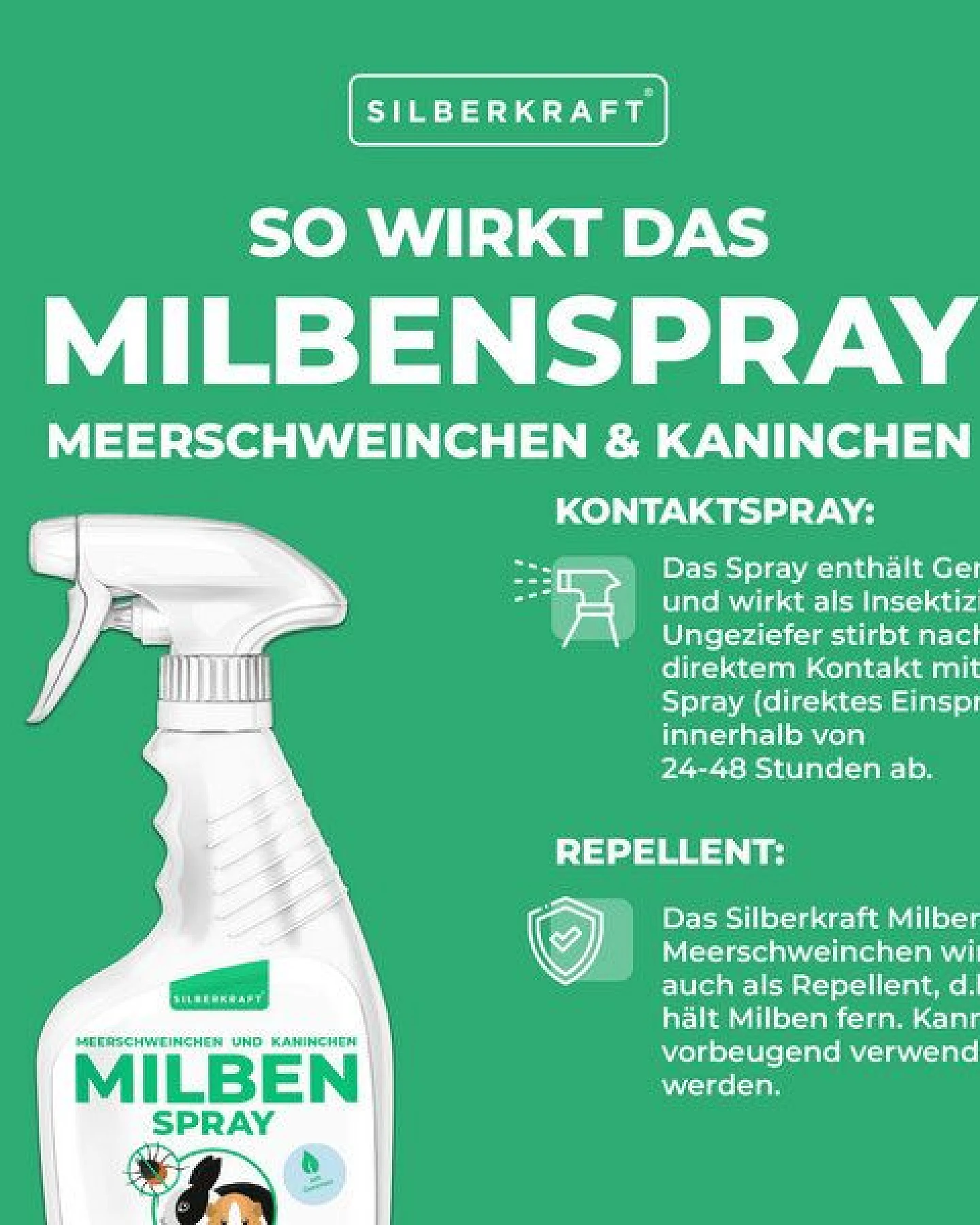 Silberkraft Milbenspray Meerschweinchen, Kaninchen & Kleintiere 500 ml – Ansicht 3