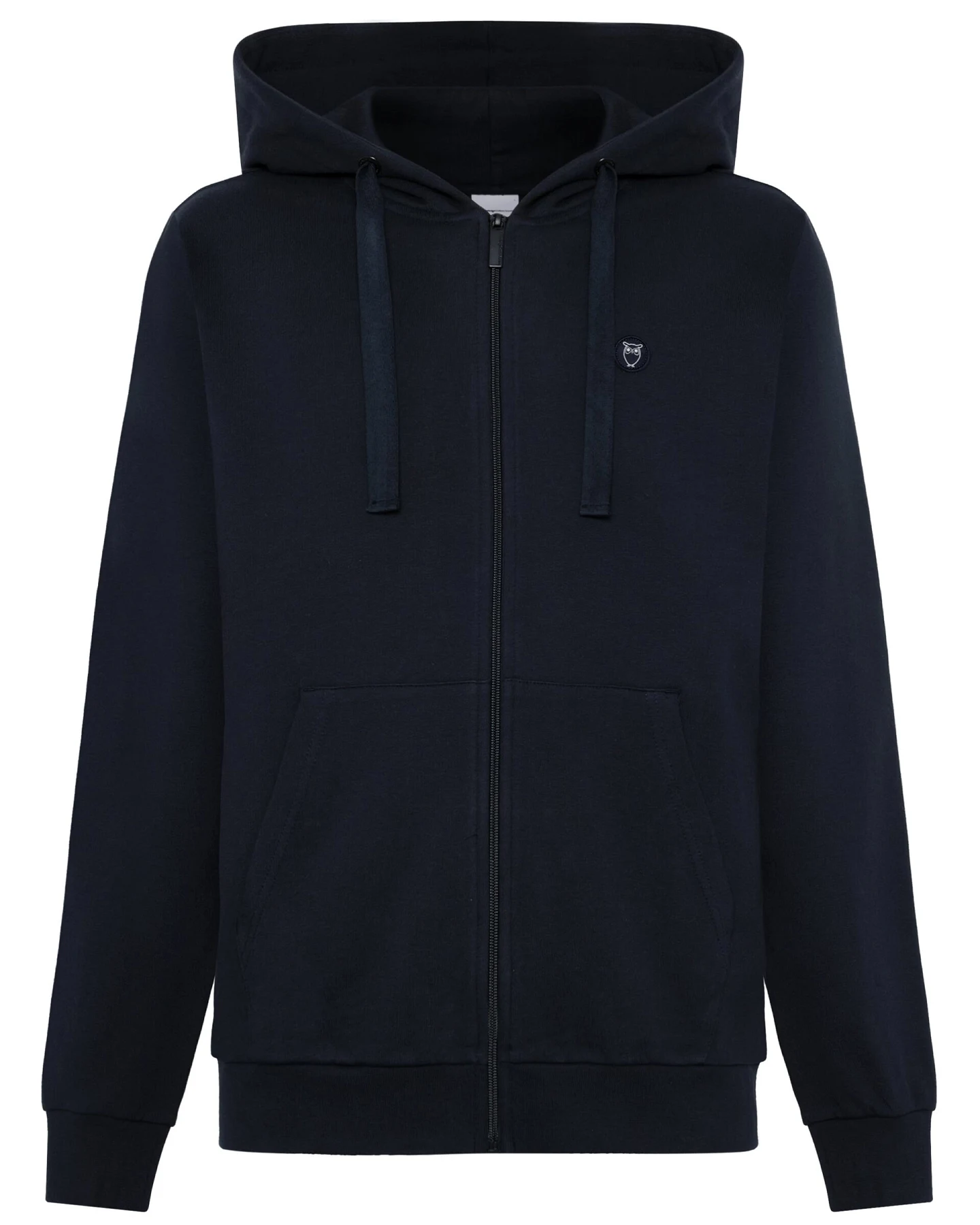 KnowledgeCotton Apparel Herren vegan Zip Hoodie Känguru-Abzeichen Total Eclipse Navy – Ansicht 2
