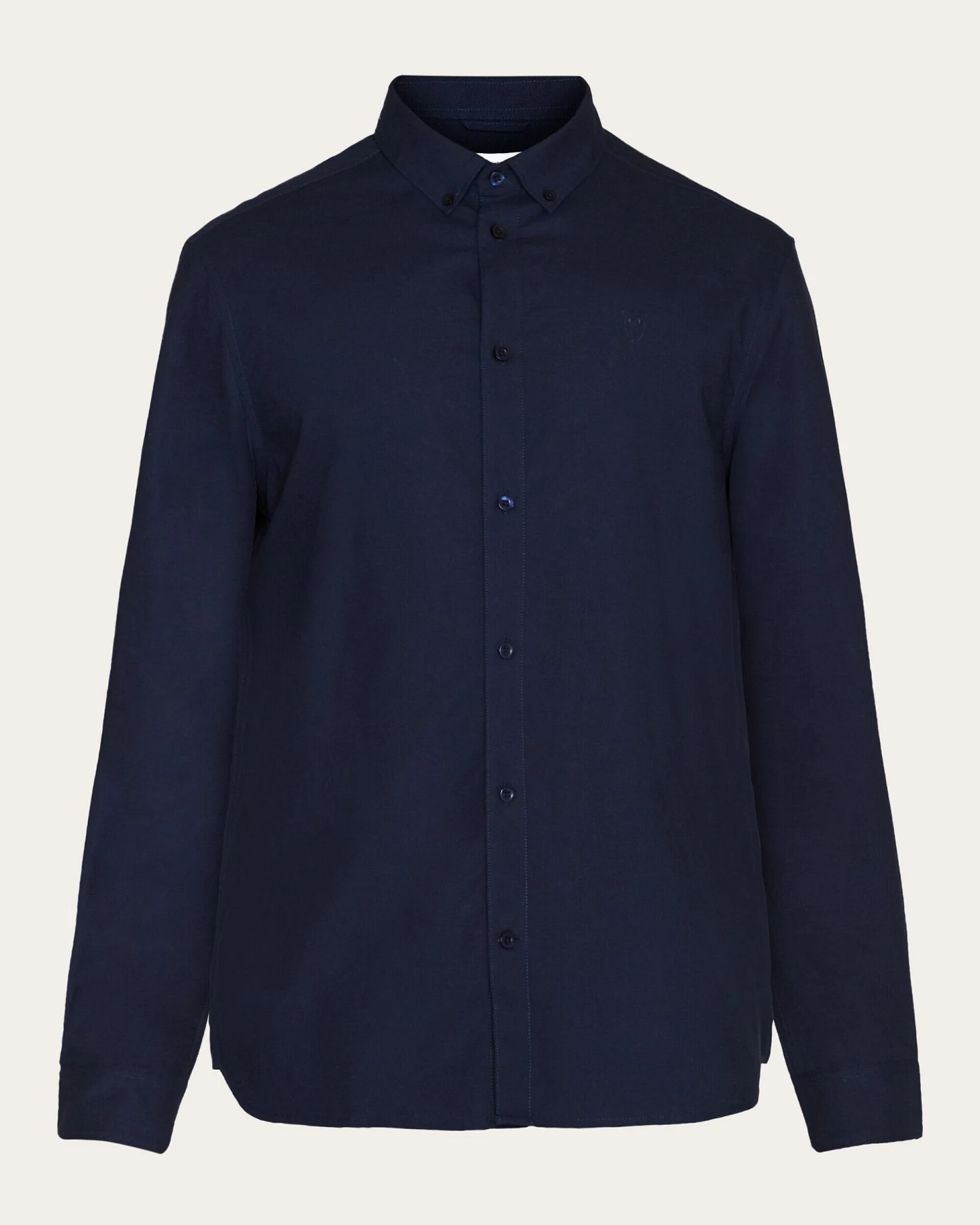 KnowledgeCotton Apparel Herren vegan Hemd Oxford Harald Kleine Eule Total Eclipse Marine – Ansicht 2