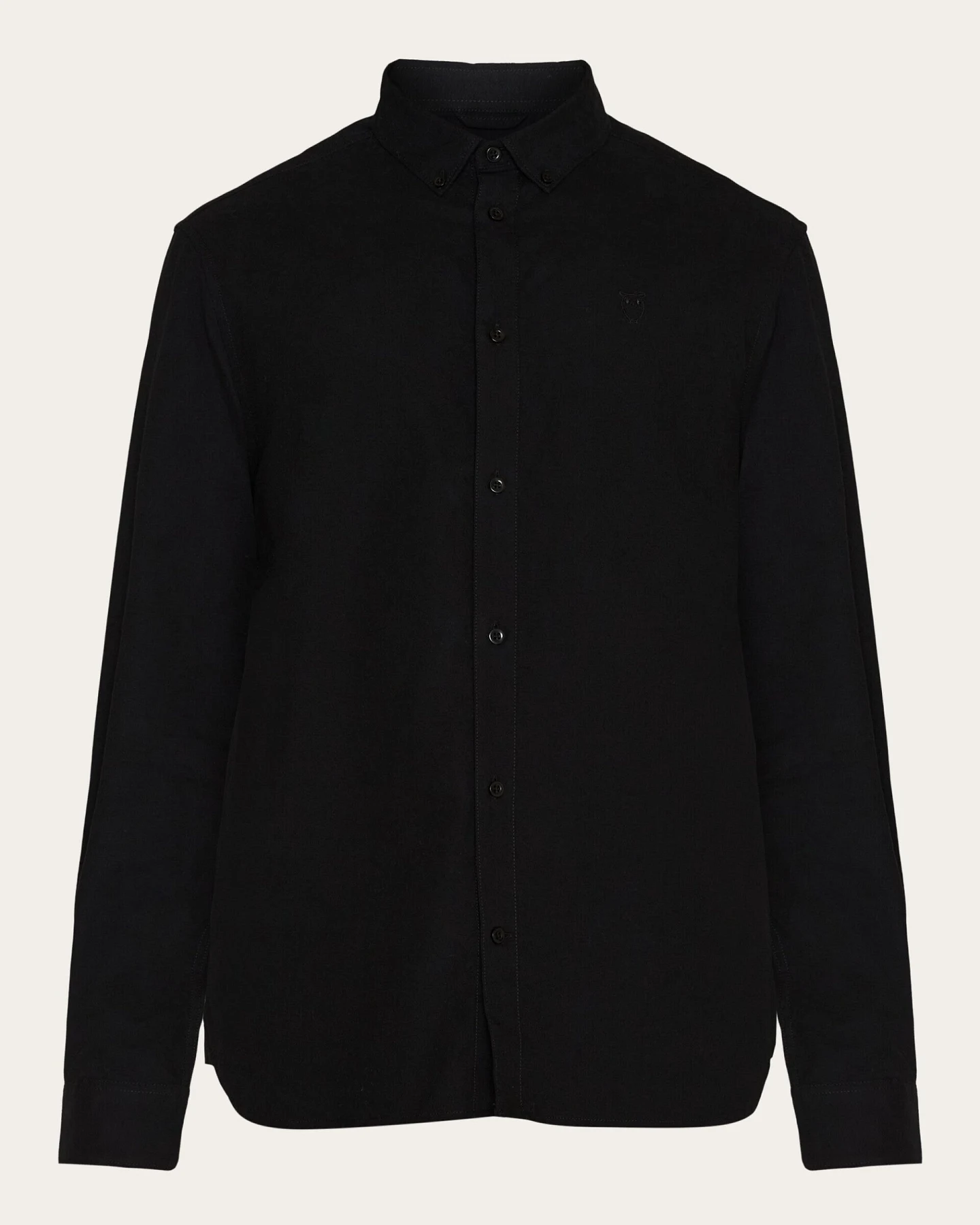 KnowledgeCotton Apparel Herren vegan Hemd Oxford Harald Small Owl Black Jet – Ansicht 2