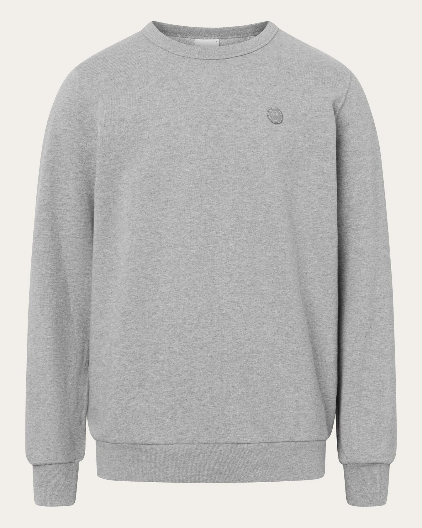 KnowledgeCotton Apparel Herren vegan Sweatshirt Basic Abzeichen Grau Melange – Ansicht 2
