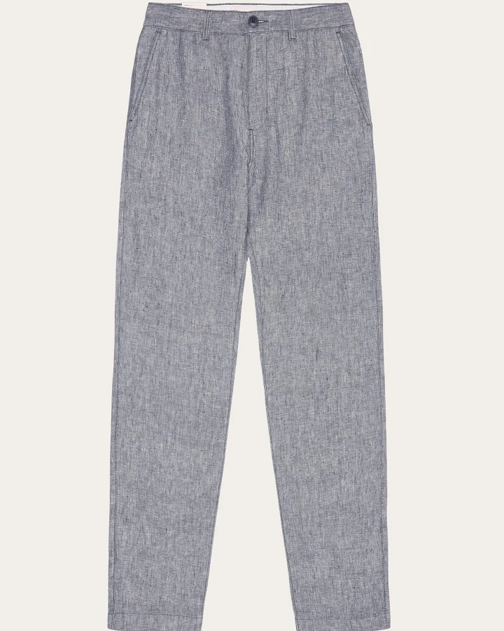 KnowledgeCotton Apparel Herren vegan Hose Leinen Chuck Regular Vintage Indigo
