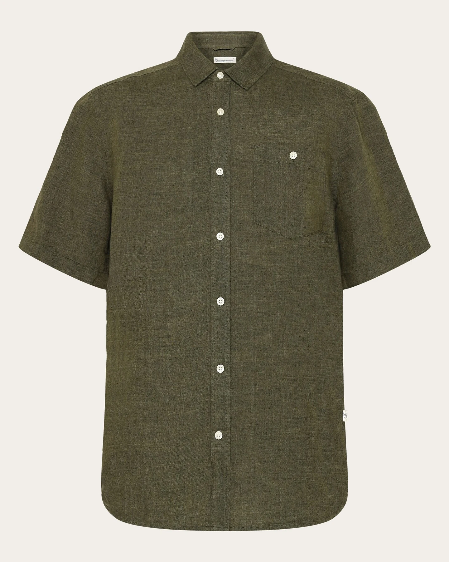 KnowledgeCotton Apparel Herren vegan Kurzarmhemd Custom Fit Burned Olive – Ansicht 2