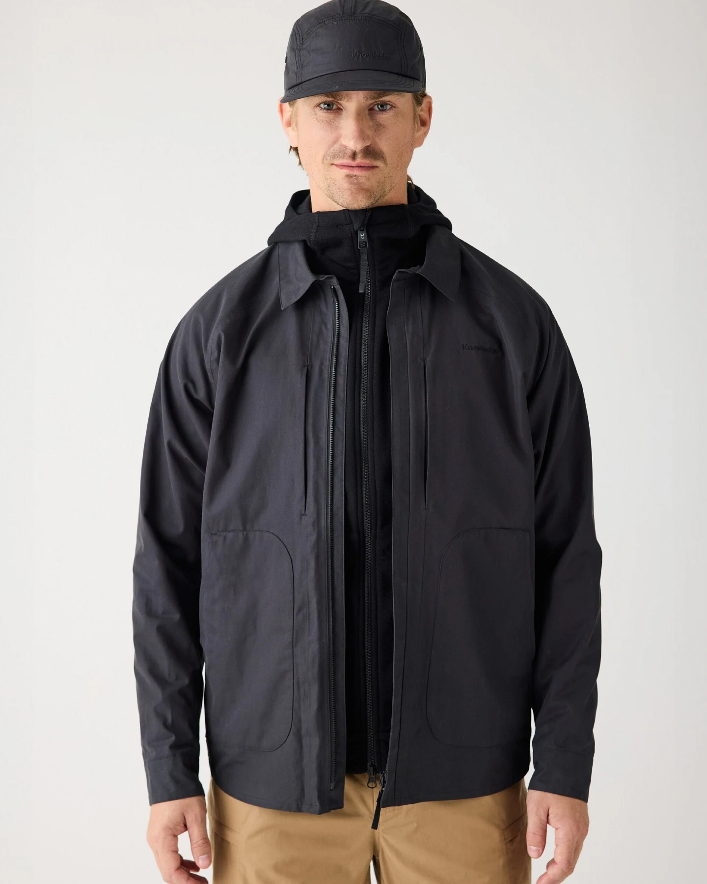 KnowledgeCotton Apparel Herren vegan Jacke Vent Canvas 200 Black Jet – Ansicht 2