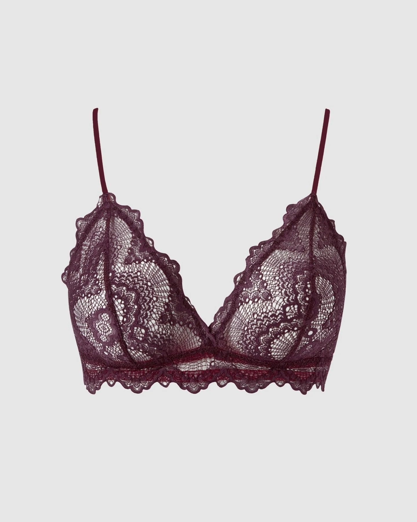 Understatement Damen vegan Spitze Triangel Bralette Kirsche – Ansicht 2