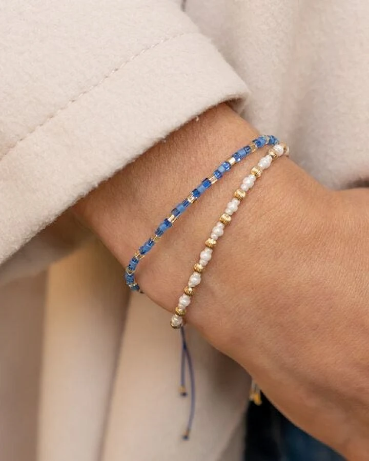juni Armband Set "Mira" mit geriffelten Gold-Perlen aus recyceltem Gold
